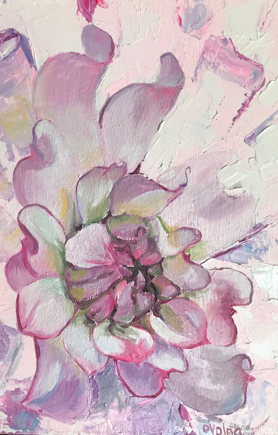 Set of 2 Purple chrysanthemum and Peony Painting Flowers Original Art Oil Painting