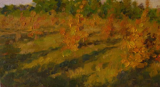 The autumn sunset - sunset landscape painting