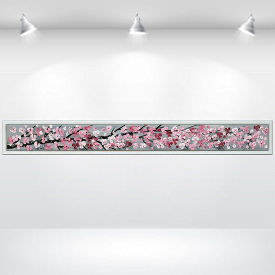 Sakura 2 -  acrylic abstract painting. cherry blossoms, nature painting, framed canvas wall art