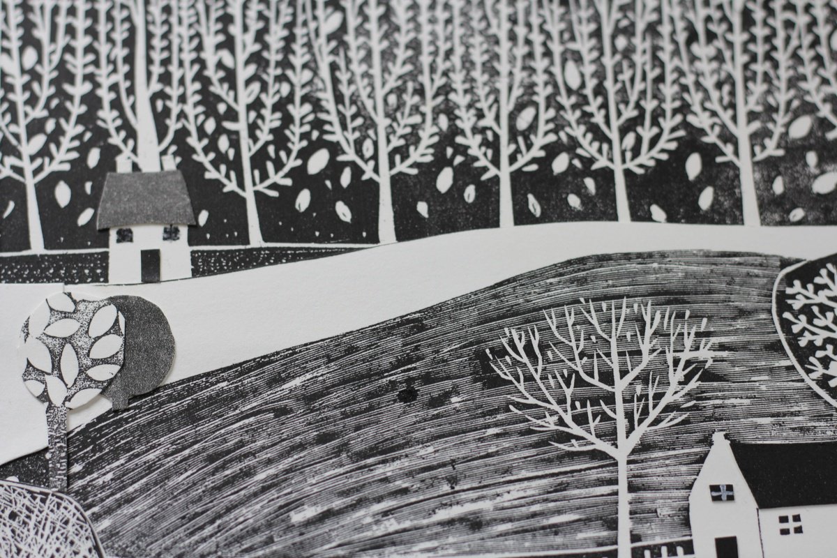 Graphic Landscape Collage By Layla Khani (Aka Laylart), 12 X 12", The Way Back Home, Original Artwork