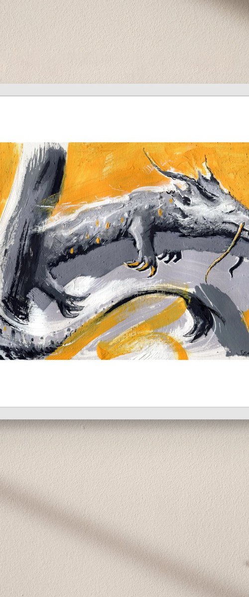 Sleeping Dragon on Deep-Yellow by Evgen Semenyuk