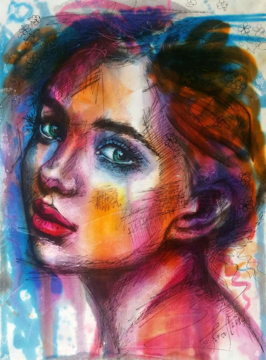 Colorfully 30x40x1.7cm Original oil painting on canvas,ready to hang by Elena Kraft