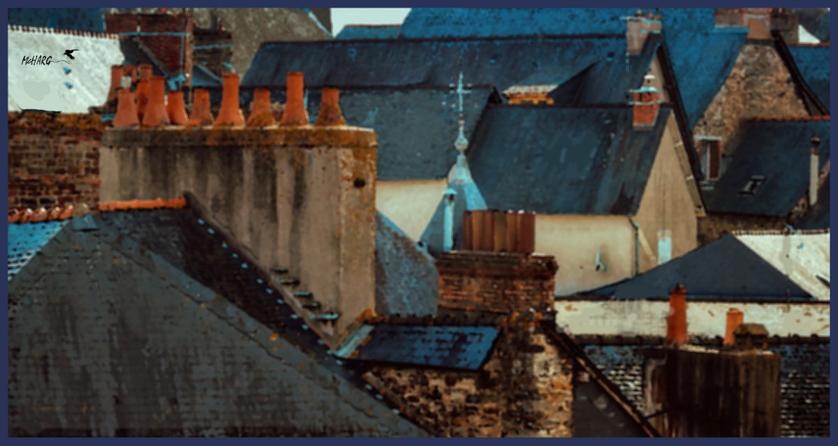 Illustrative Acrylic Painting , Rooftops Of Whitby 26X50 By Joe Mcharg, 50 X 26, Artwork For Sale On Artfinder