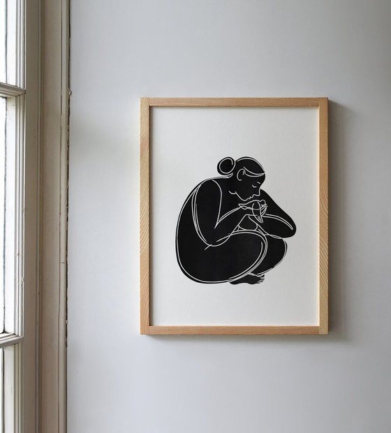 Linoprint "Bird-1" 40x50cm