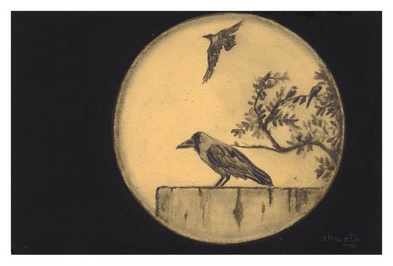 Black birds postcard art series