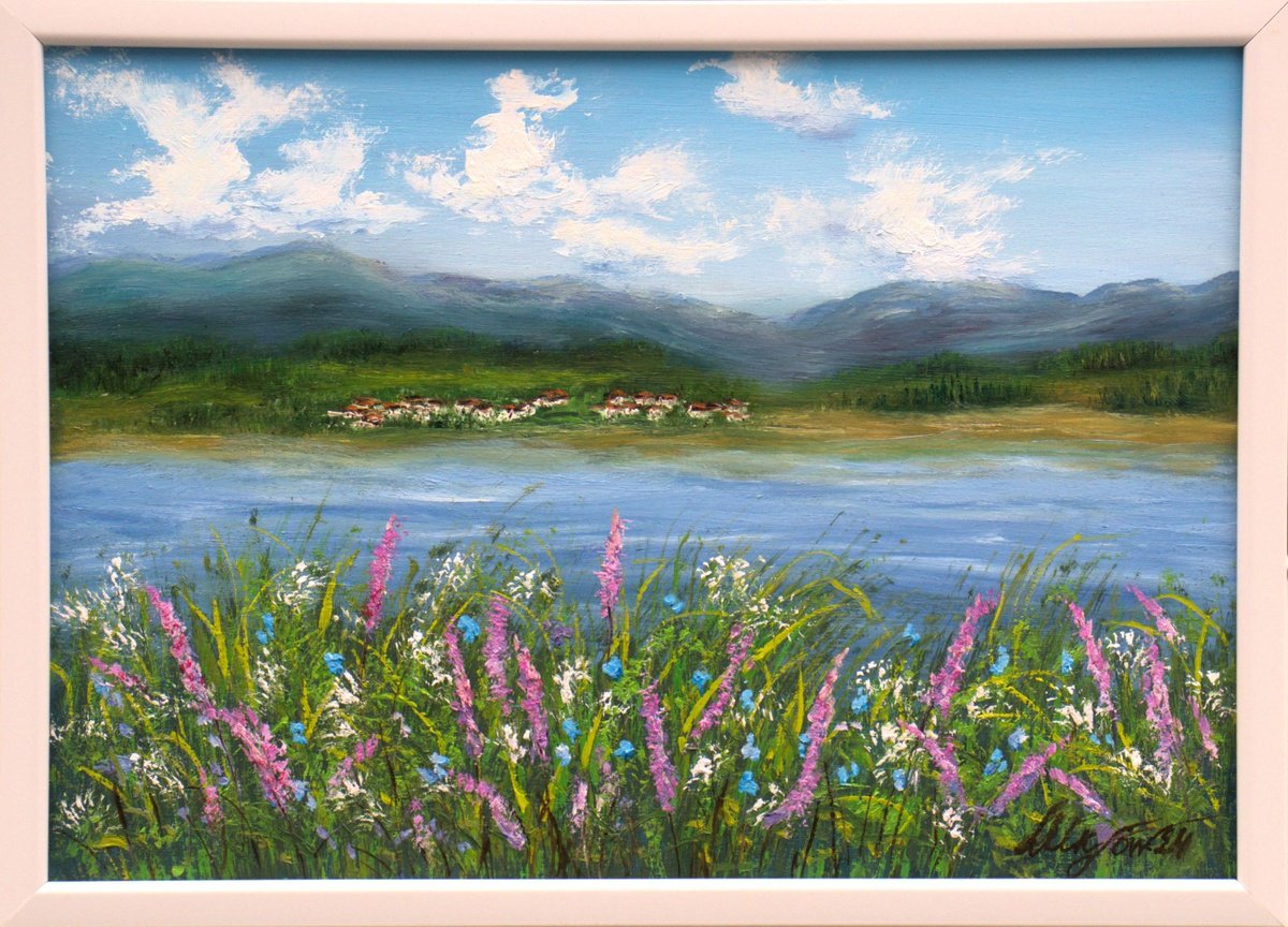 Photorealistic Landscape Oil Painting By Ludmilla Ukrow, 13 X 9", Summertime, Original Artwork