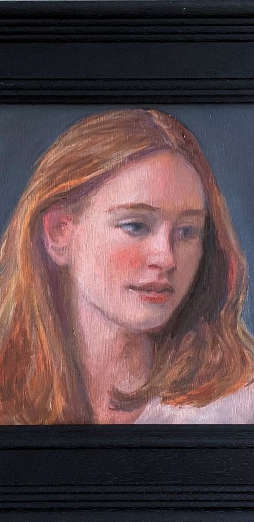 Portrait of a Girl; Framed & ready to hang home decor gift oil painting. by Jackie Smith