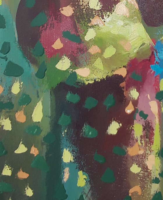 Colorful painting - mother and child,