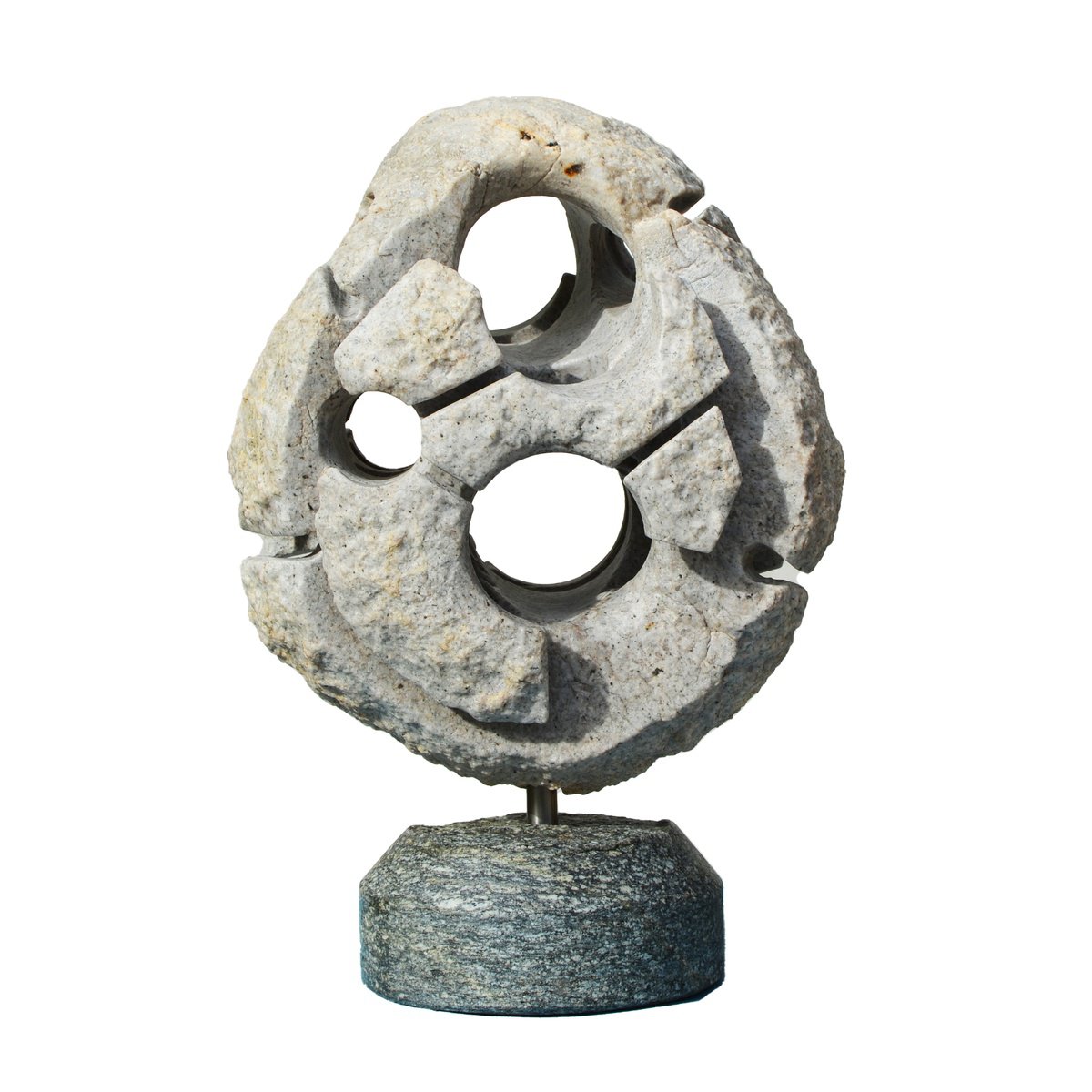 Geometric Abstract Stone Sculpture By Ognyan Chitakov, 7 X 11", "Connection", Original Artwork