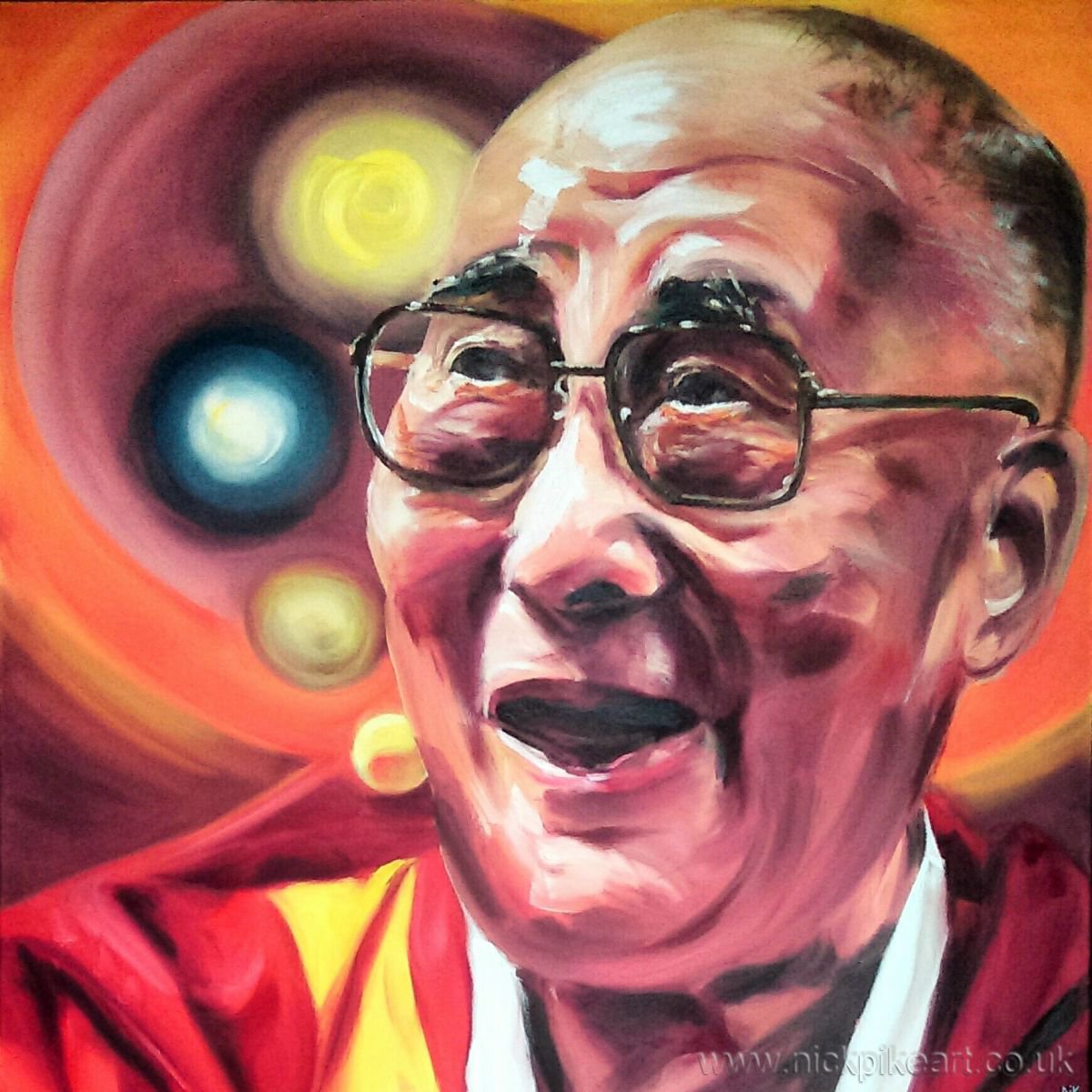 Expressive Oil Painting , Dalai By Nick Pike, 36 X 36, Artwork For Sale On Artfinder