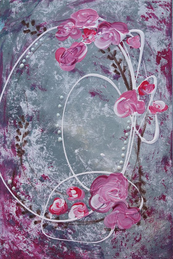 small painting SHABBY CHIC s012 20x30x2cm decor original floral art acrylic on stretched canvas small wall art