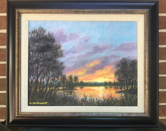 SUNDOWN ON THE RIVER - oil 11X14 (SOLD)