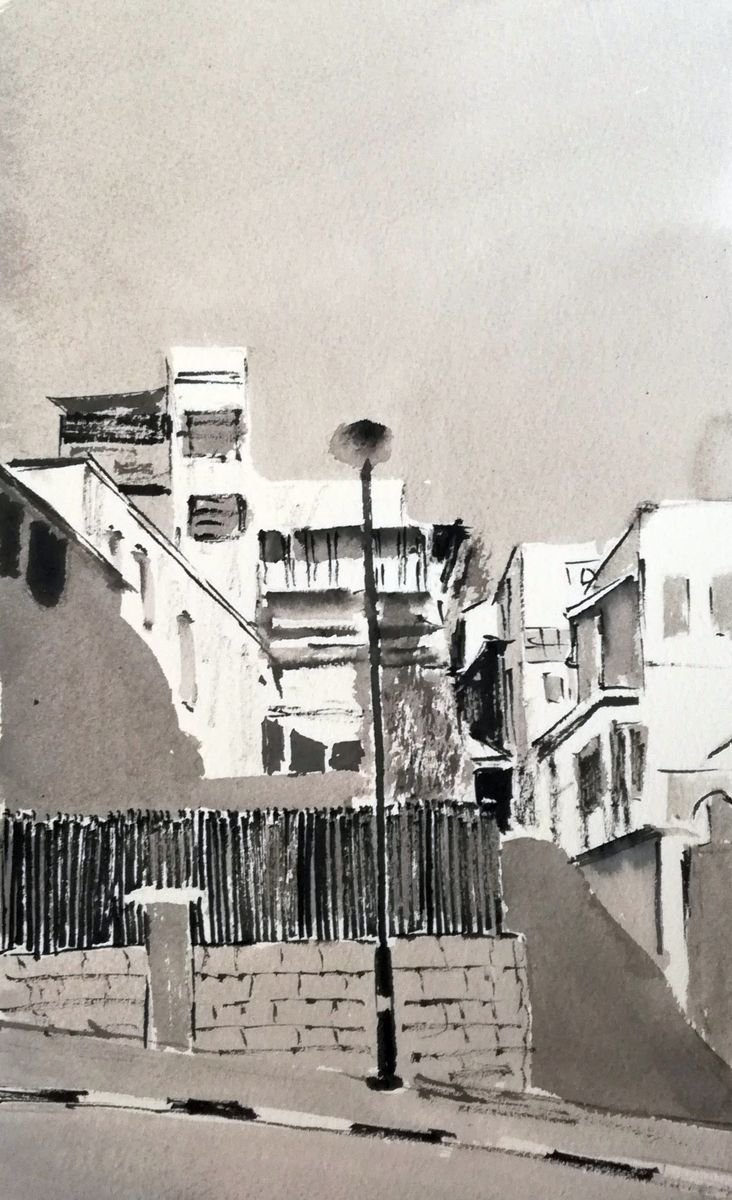 Impressionistic Cityscapes Watercolour By Leonid Kirnus, 8 X 13", Bright Day, Original Artwork