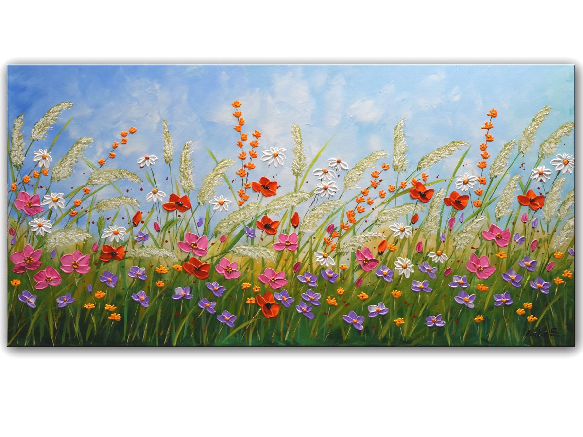 Blooming Field - Original Impasto Painting by Nataliya Stupak