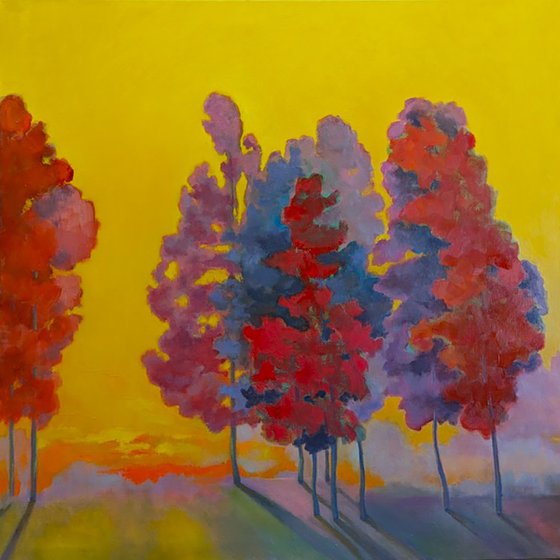 Warm Sunset with Trees.