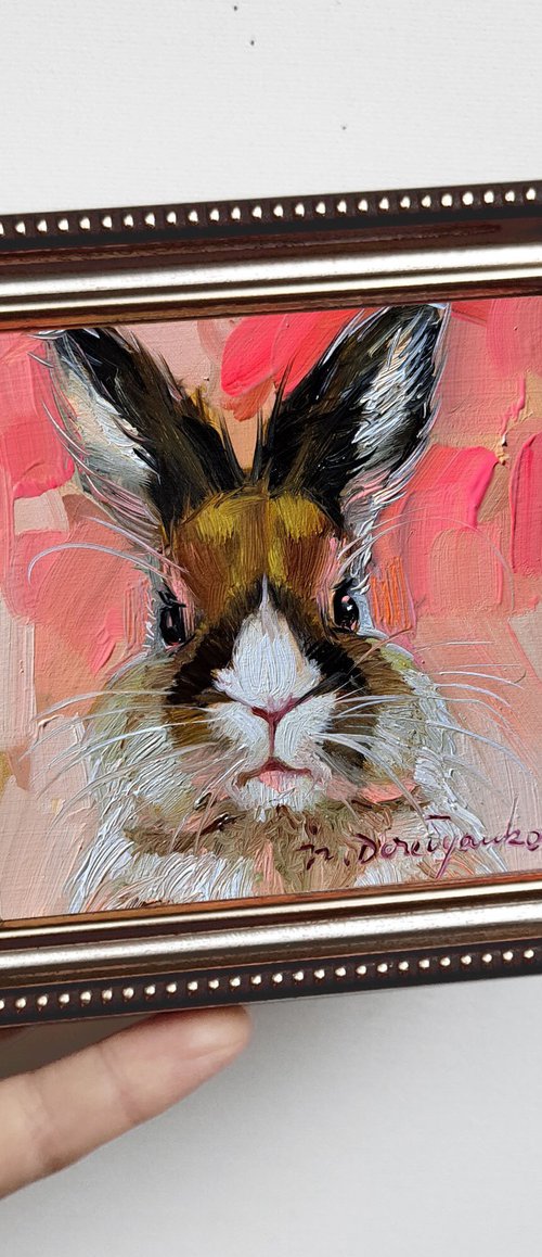 Beige white rabbit by Nataly Derevyanko