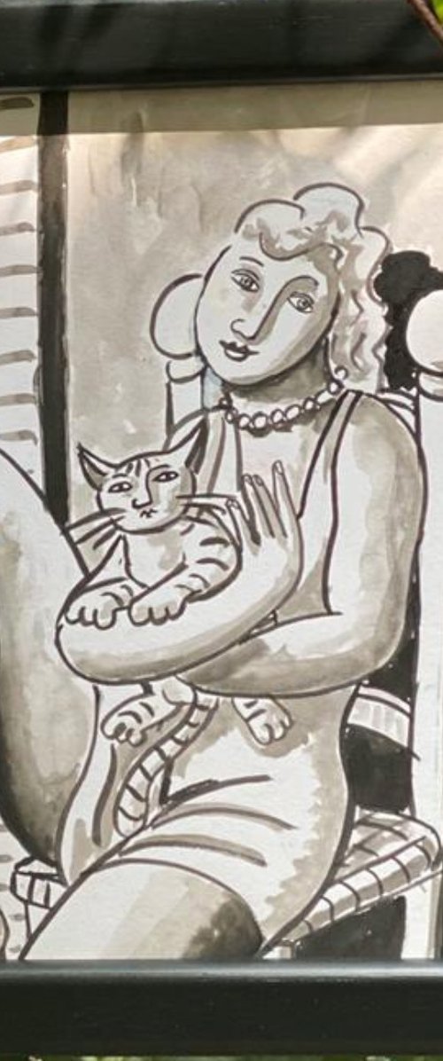 Woman with cat by Jacques Tange