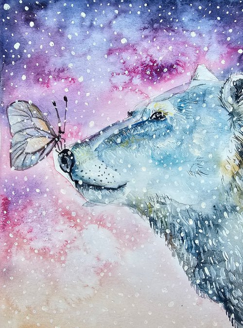 Polar bear with butterfly(small) by Evgenia Smirnova