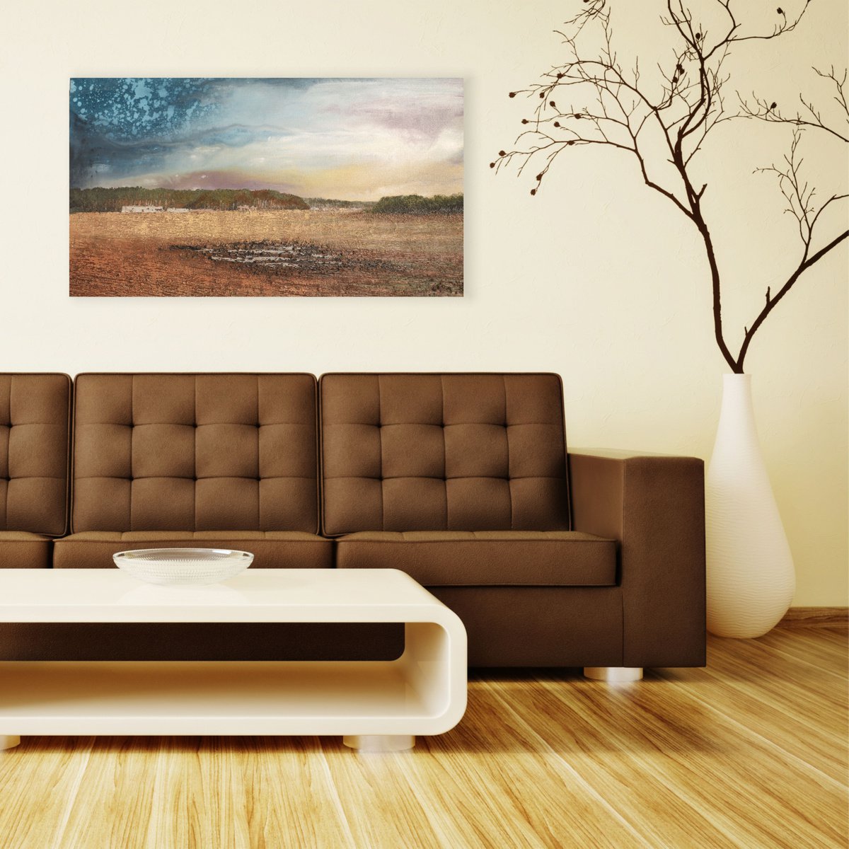 Impressionistic Landscape Painting By Zuzana Murenji Domonkos, 35 X 20", Silence After The Storm (2021), Original Artwork