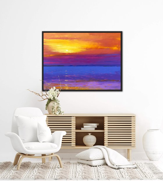 Abstract seascape painting on canvas 60-80cm