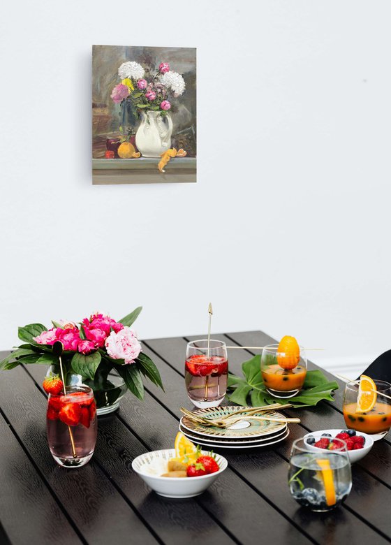 Flowers in a White Jug