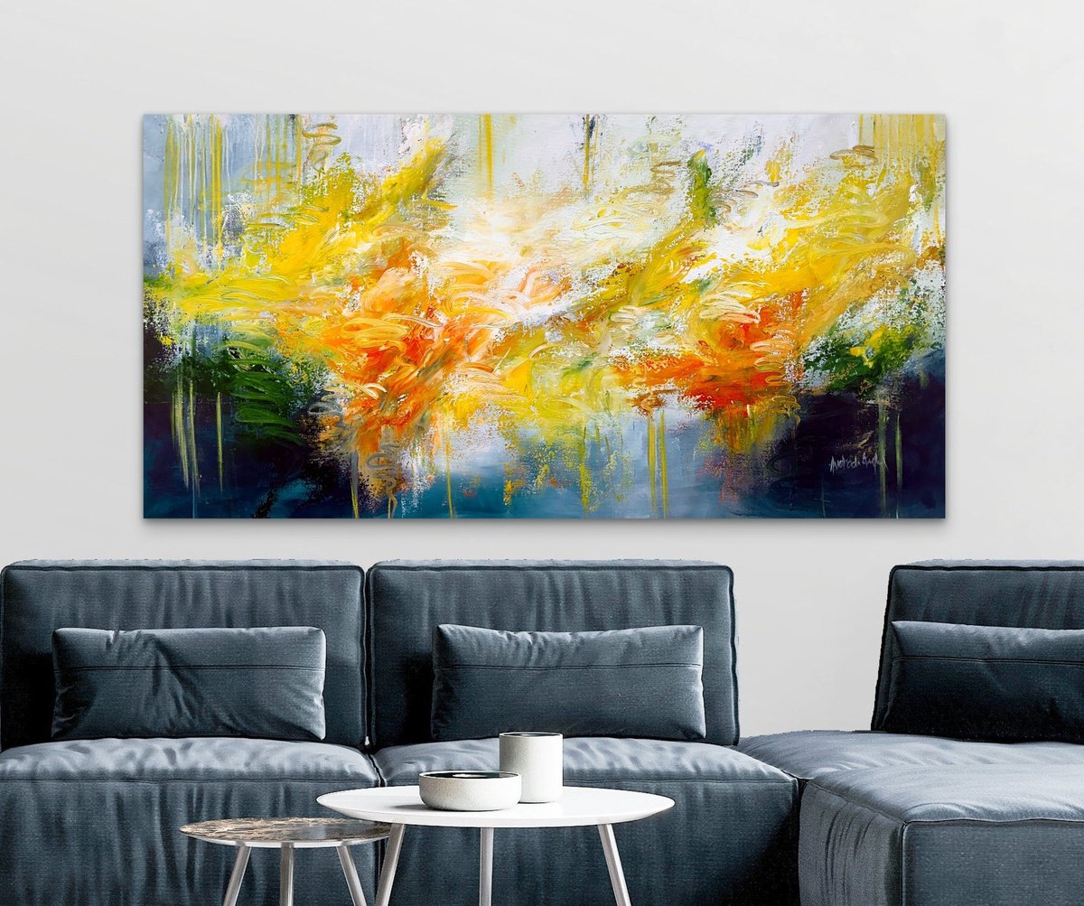  Flamboyant Bloom After Rain By Andrada Anghel, 60 X 30, Artwork For Sale On Artfinder