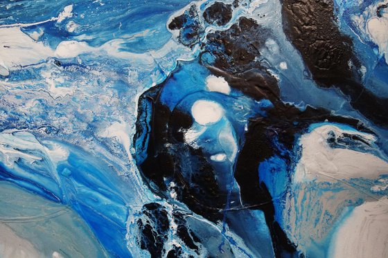 Hamptons Rush 190cm x 100cm Blue White Abstract Art
