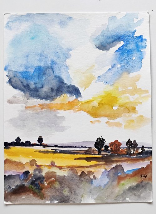 Three landscape watercolour paintings by MARJANSART