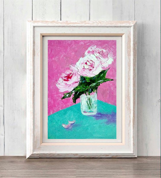 Peony Painting Original Art Floral Artwork Peonies Wall Art Flower Bouquet