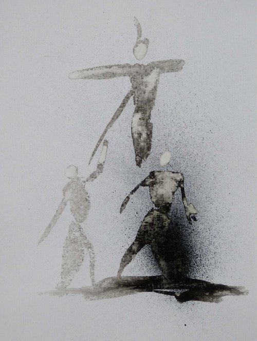Crucifixion 4, ink drawing 24x32 cm by Frederic Belaubre