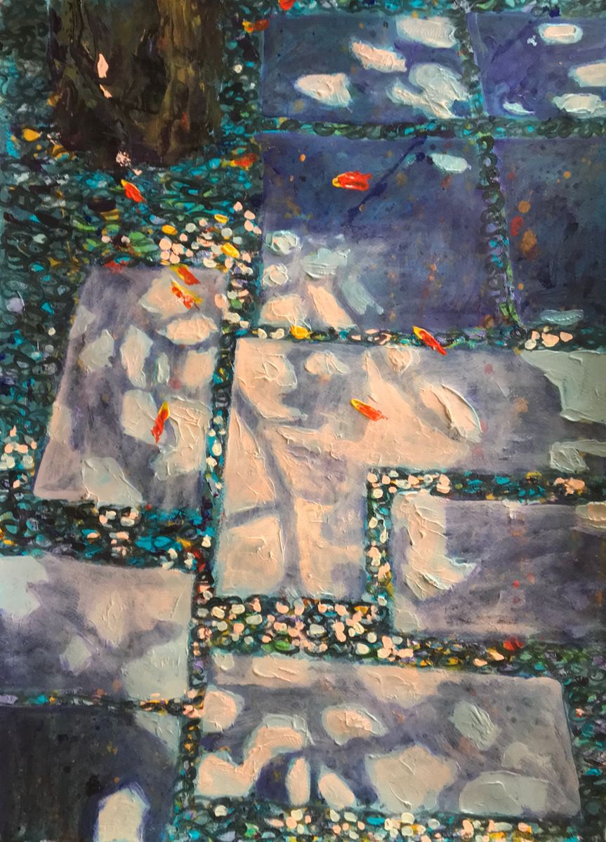 Impressionistic Cityscapes Acrylic Painting By John Cottee, 22 X 30, Paving, Original Artwork