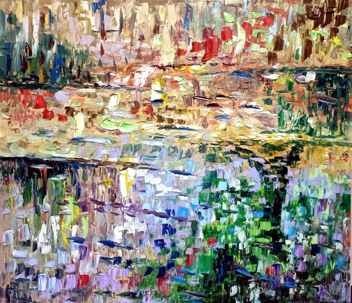 Abstract Oil Painting By Antonino Puliafico, 45 X 39, Terre Riflesse, Original Artwork