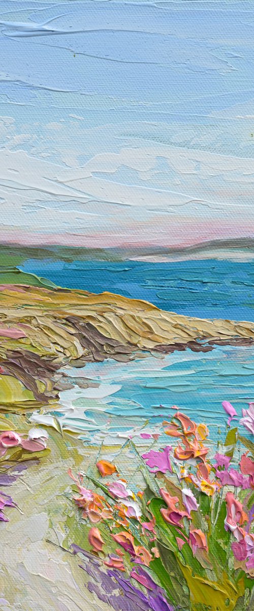 Coastal Blooms - Original Beach Painting by Olga Tkachyk