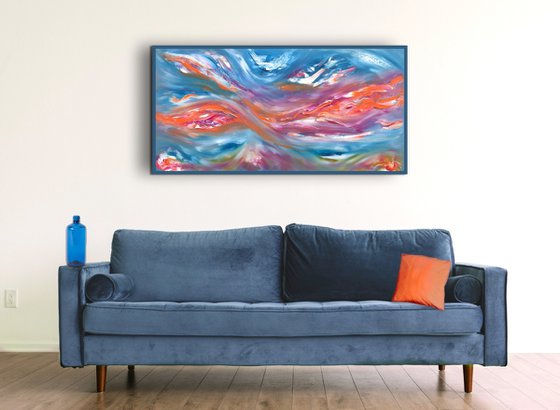 Eternal battle II, work of art inspired by the sky, 120x60 cm