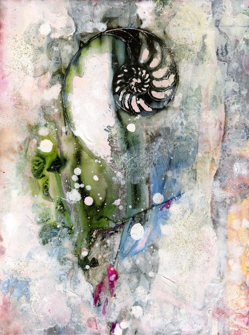Searching For Tranquility 5 - Abstract Nautilus Shell Painting by Kathy Morton Stanion