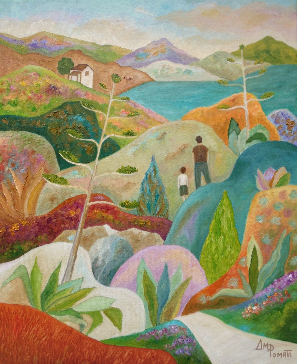 Impressionistic Landscape Oil Painting By Angeles M. Pomata, 15 X 18, You Will Follow, Original Artwork