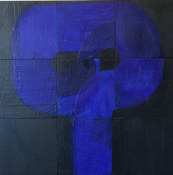 Genie, abstract encaustic painting 36" square