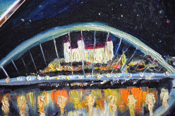 Diptych Bratislava day and night, set of 2 OIL PAINTINGS on canvas