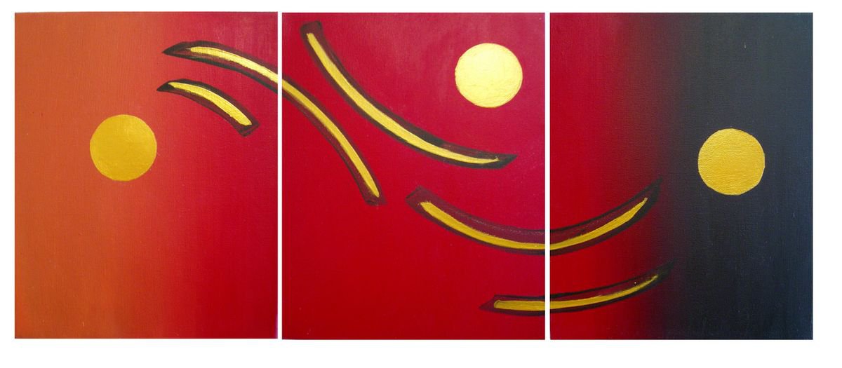 Abstract Landscape Acrylic Painting By Stuart Wright, 48 X 20", New Moon, Original Artwork