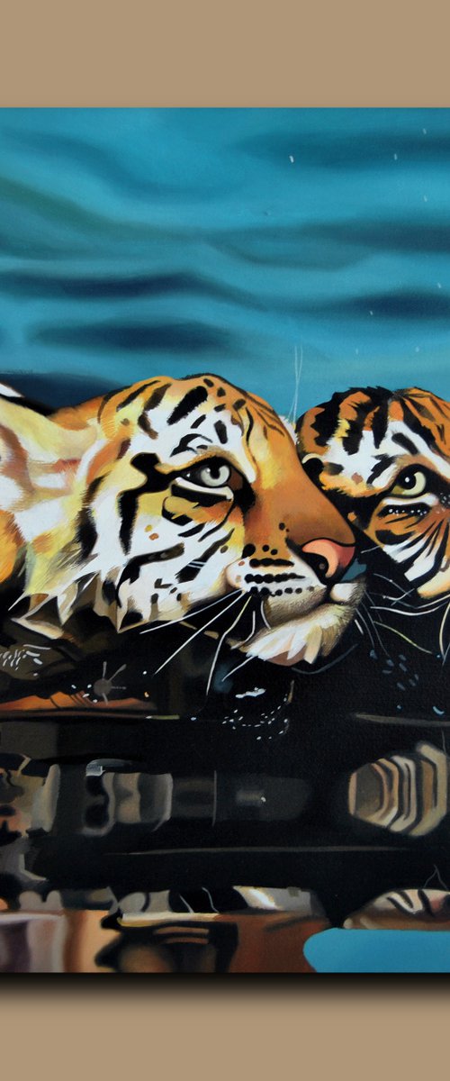 Swimming tigers by Valeri Tsvetkov