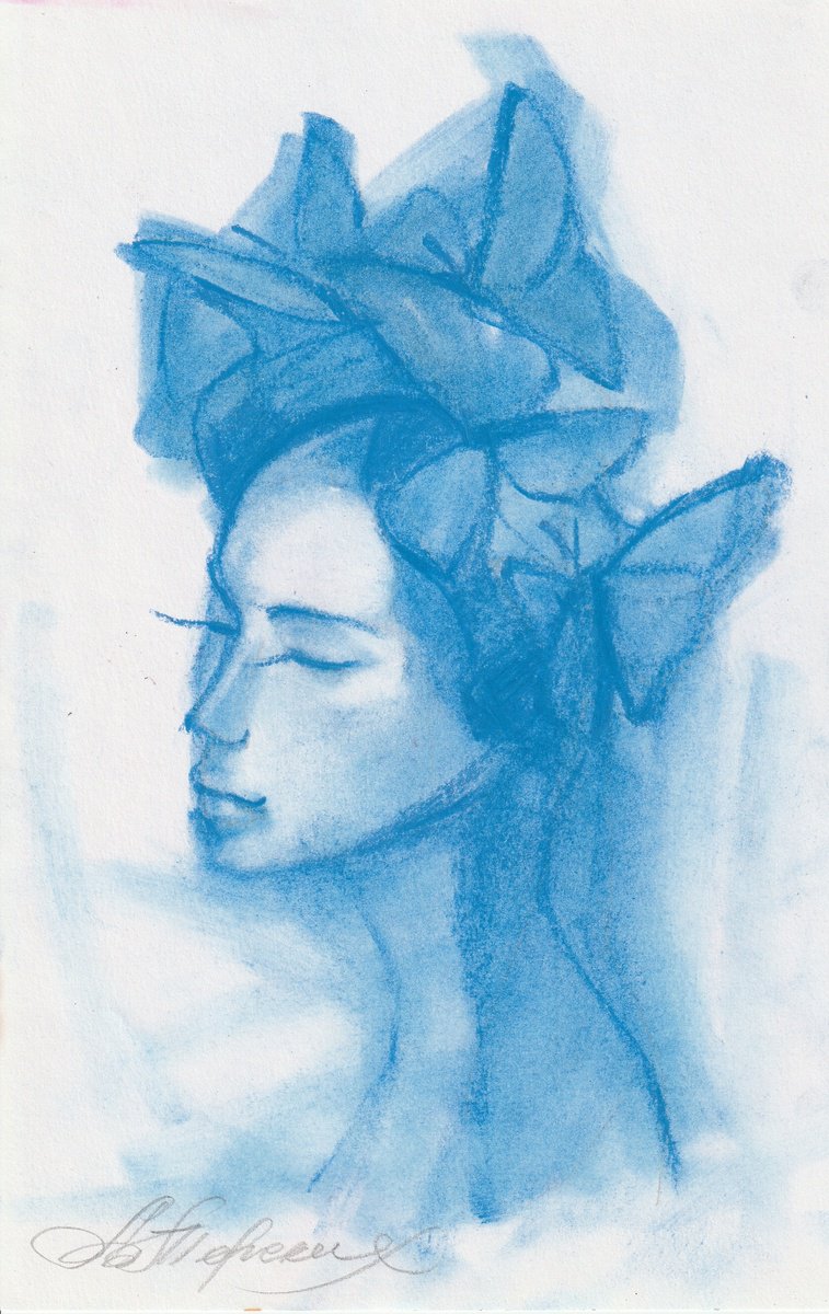 Portrait Pastel Drawing By Anastasia Terskih, 7 X 11, Dream, Original Artwork