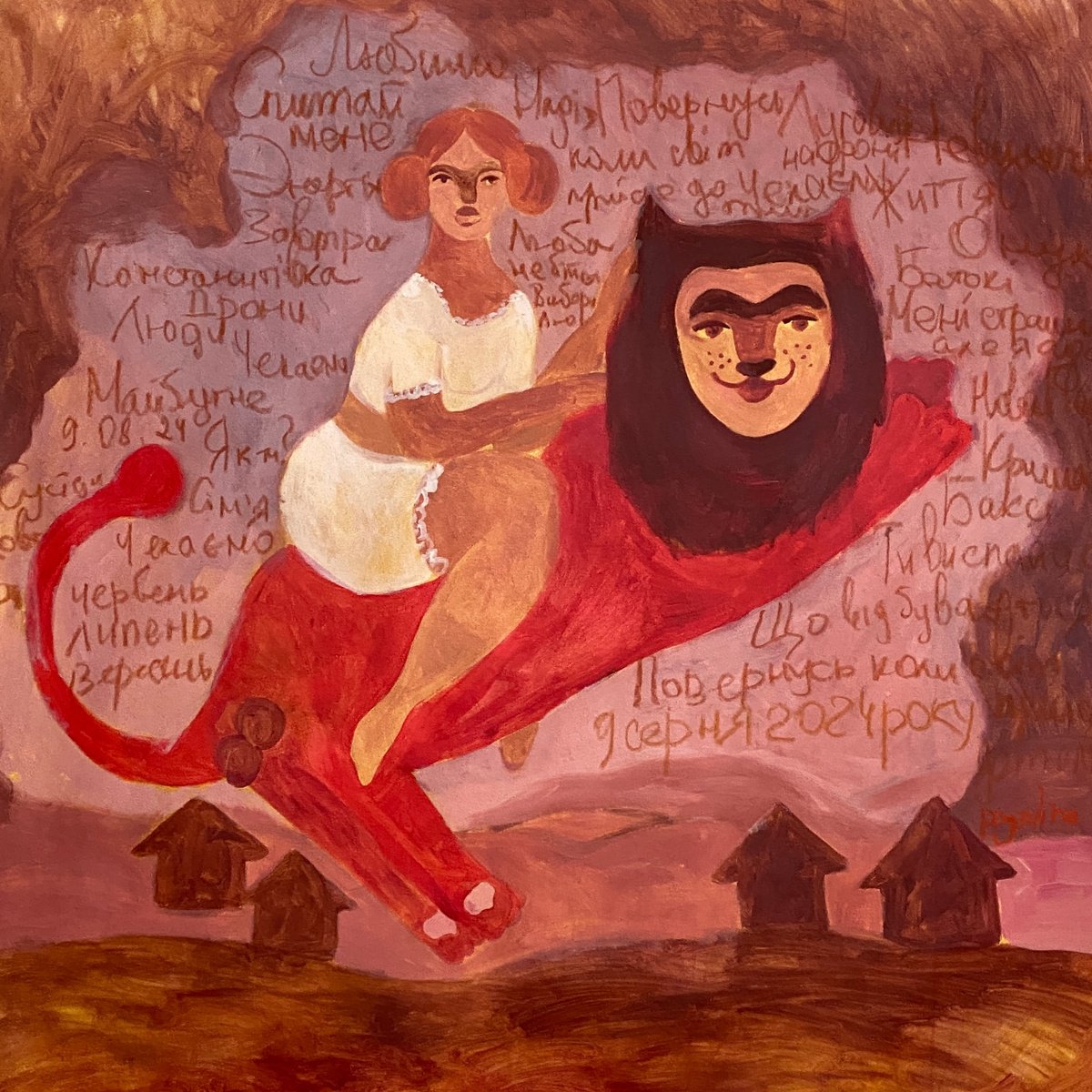 Impressionistic Portrait Acrylic Painting By Dasha Pogodina, 37 X 37, Temporary Escape, Original Artwork