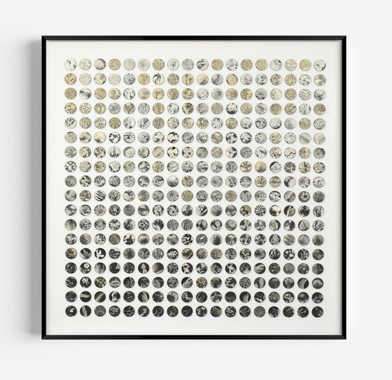 Monochrome Botanical Dots Mixed Media collage