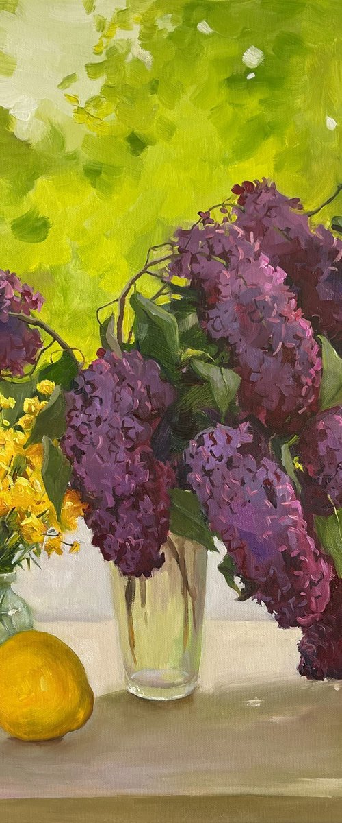 Oil Painting Still life with Lilac by Evgeniia Mekhova