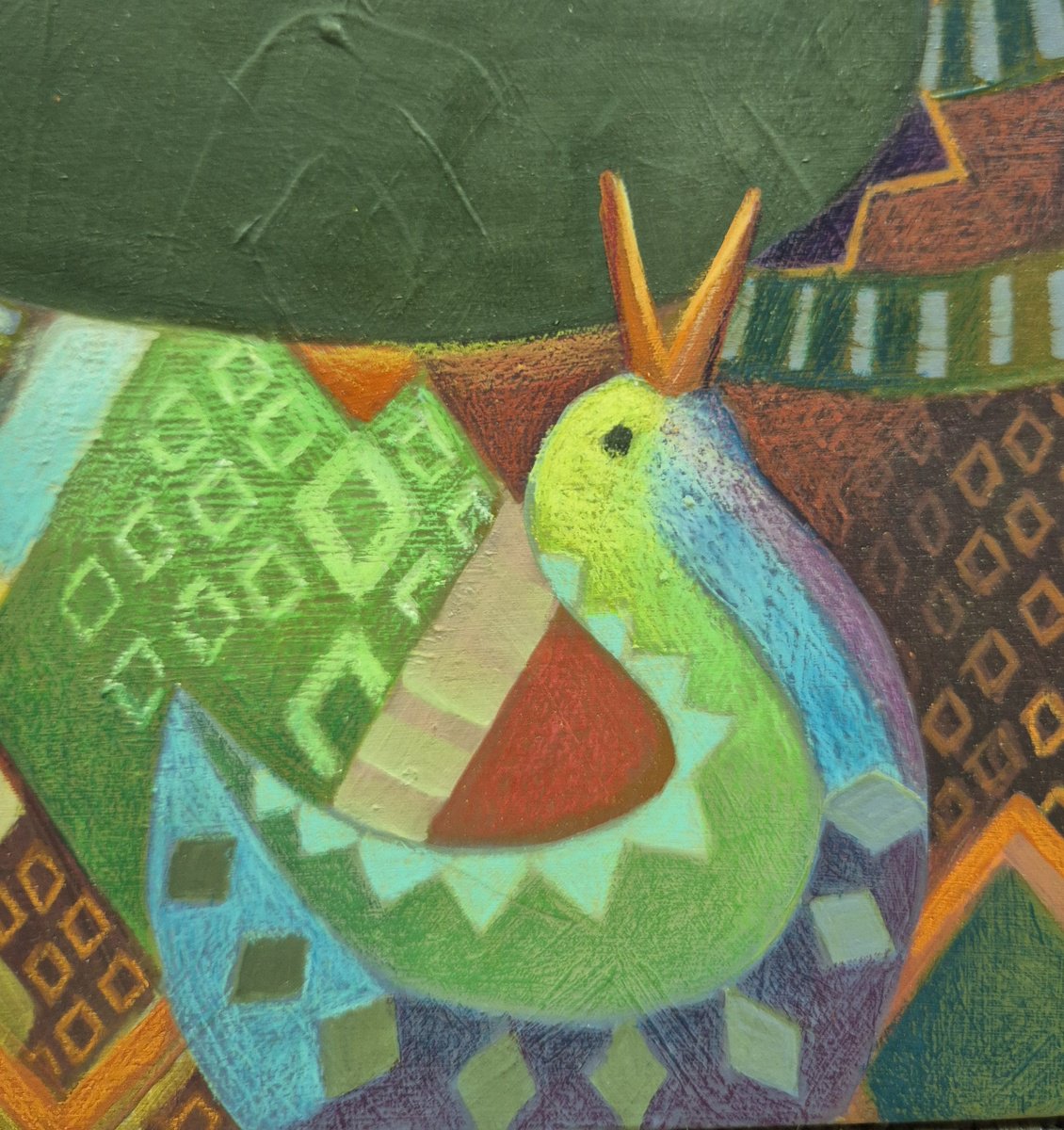 Illustrative Animal Painting By Gitti Gv, 12 X 12, Big Catch, Original Artwork