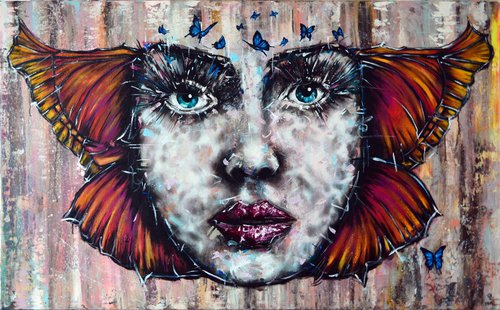 Butterfly Dreams - Abstract Home Decor Art  On The Extra Large Deep Edge Canvas Ready To Hang by Jakub DK - JAKUB D KRZEWNIAK