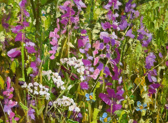 Meadow flowers. Oil painting. Field of flowers. Flower landscape. 33 x 26in.