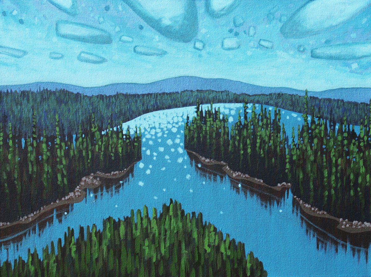 Impressionistic Landscape Acrylic Painting By Sage Mountain Studio, 40 X 30", Life In The Boreal, Original Artwork