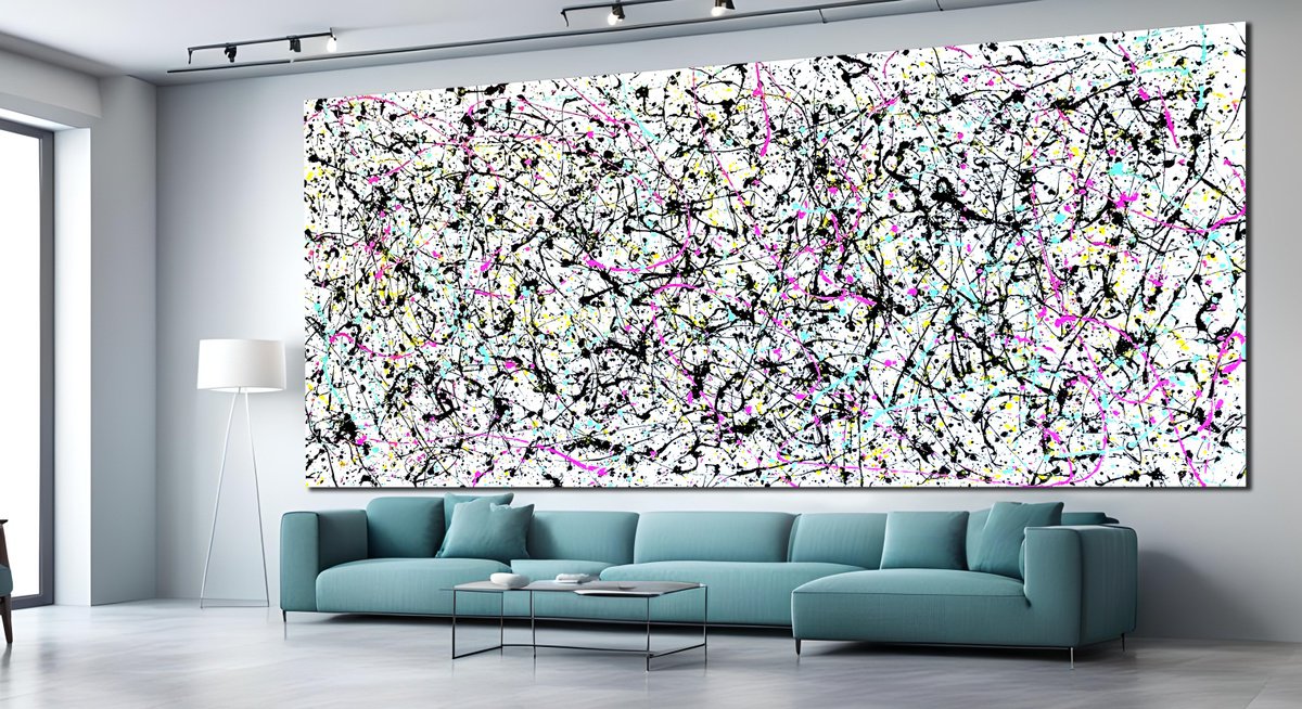 Organic Abstract Acrylic Painting By Estelle Asmodelle, 146 X 73, Post Pollock, Original Artwork