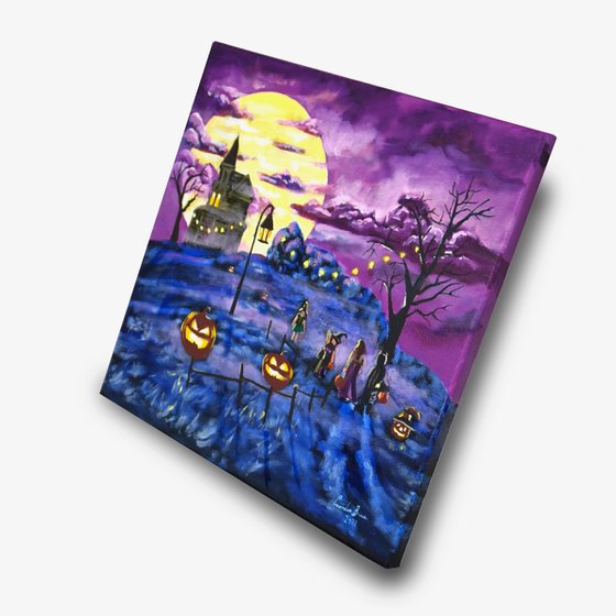 Halloween folk art painting